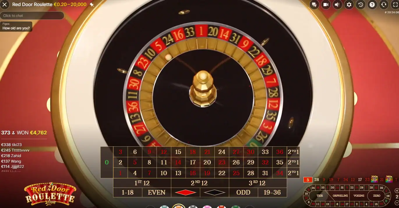 Ruleta Red Door Roulette en vivo rueda girando